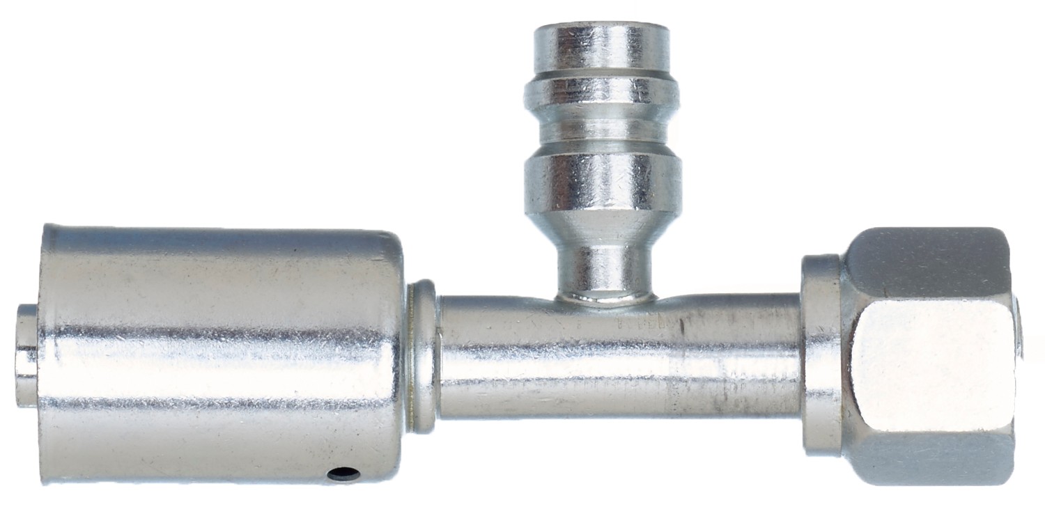 Female SAE Tube O-Ring Nut Swivel w/ R134a Svc Port - Steel (PolarSeal II ACB)