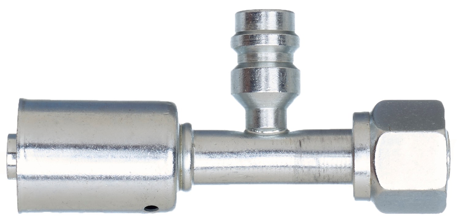 Female SAE Tube O-Ring Nut Swivel w/ R134a Svc Port - Steel (PolarSeal II ACB)