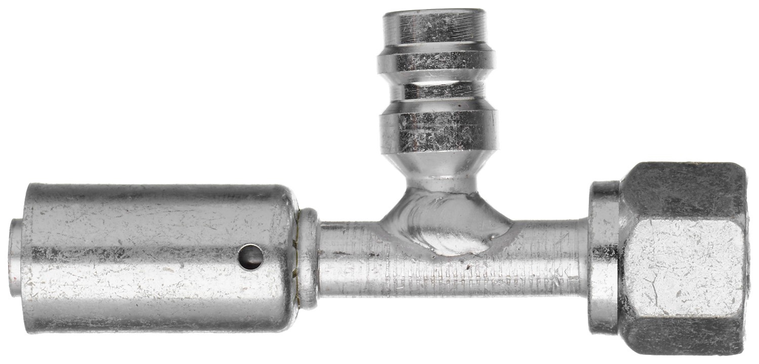 Female SAE Tube O-Ring Nut Swivel w/ R134a Svc Port - Steel (PolarSeal II ACB)