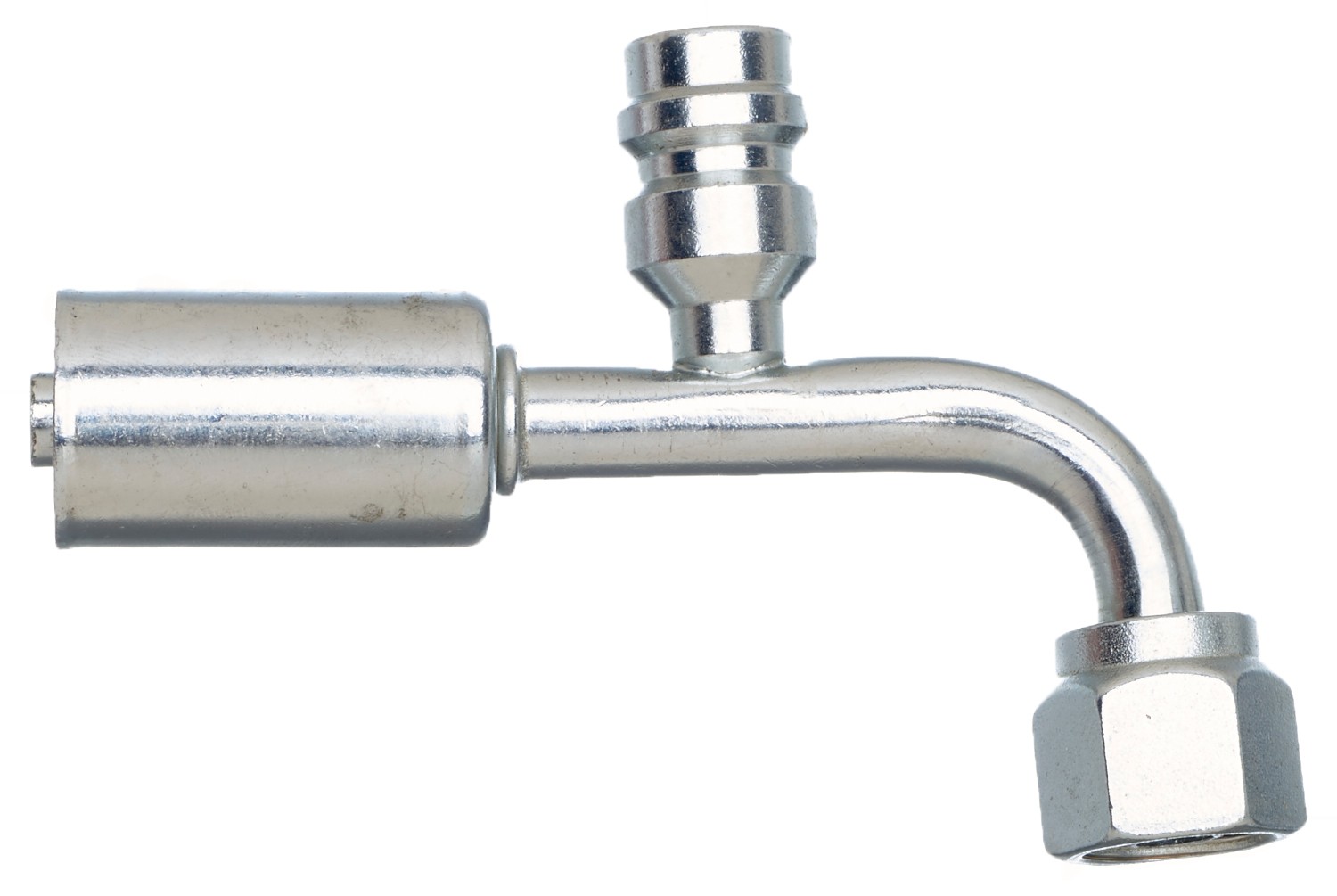 Female SAE Tube O-Ring Nut Swivel-R134a SvcPort-90 Bent Tube-StlPolarSeal II ACB