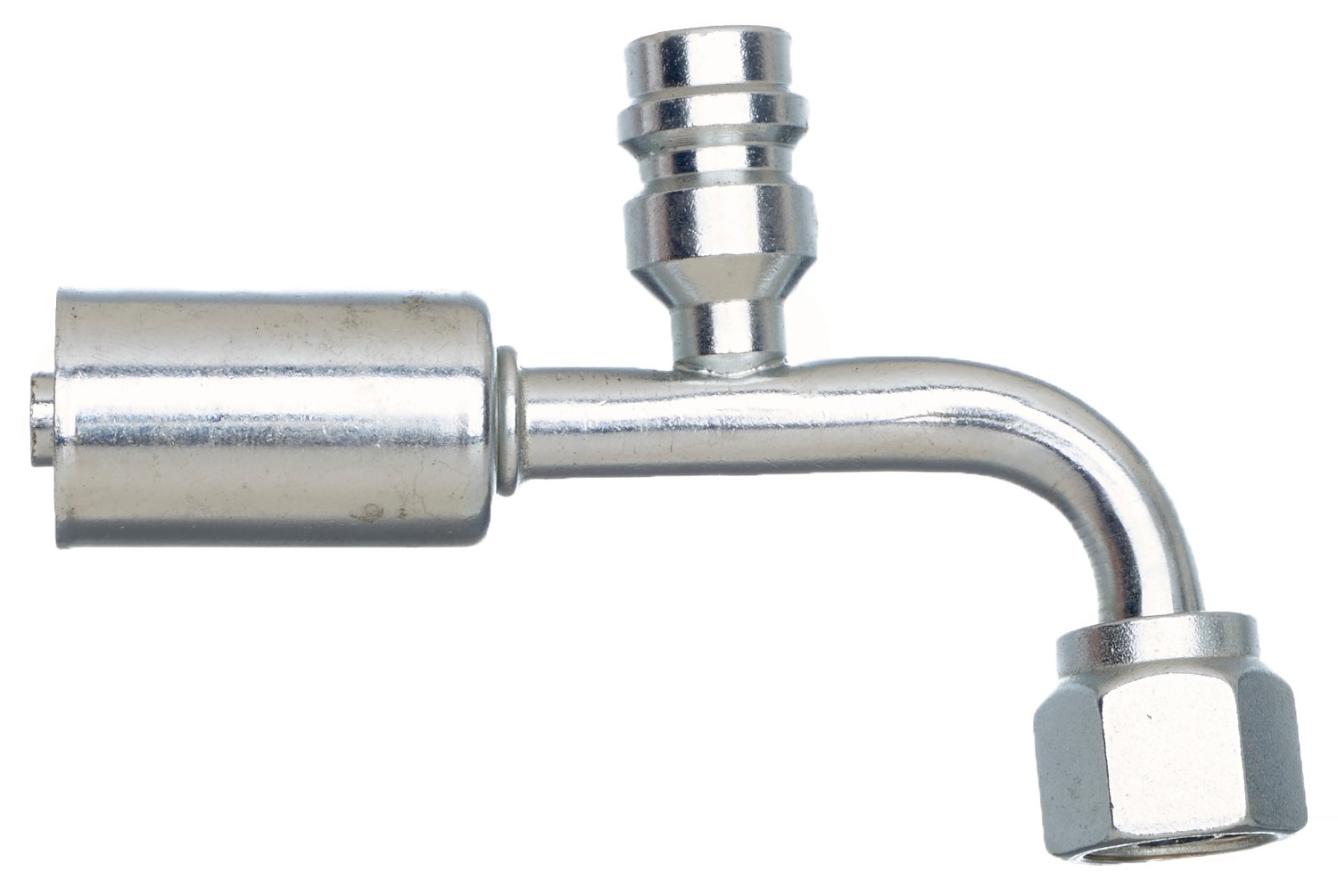 Female SAE Tube O-Ring Nut Swivel-R134a SvcPort-90 Bent Tube-StlPolarSeal II ACB