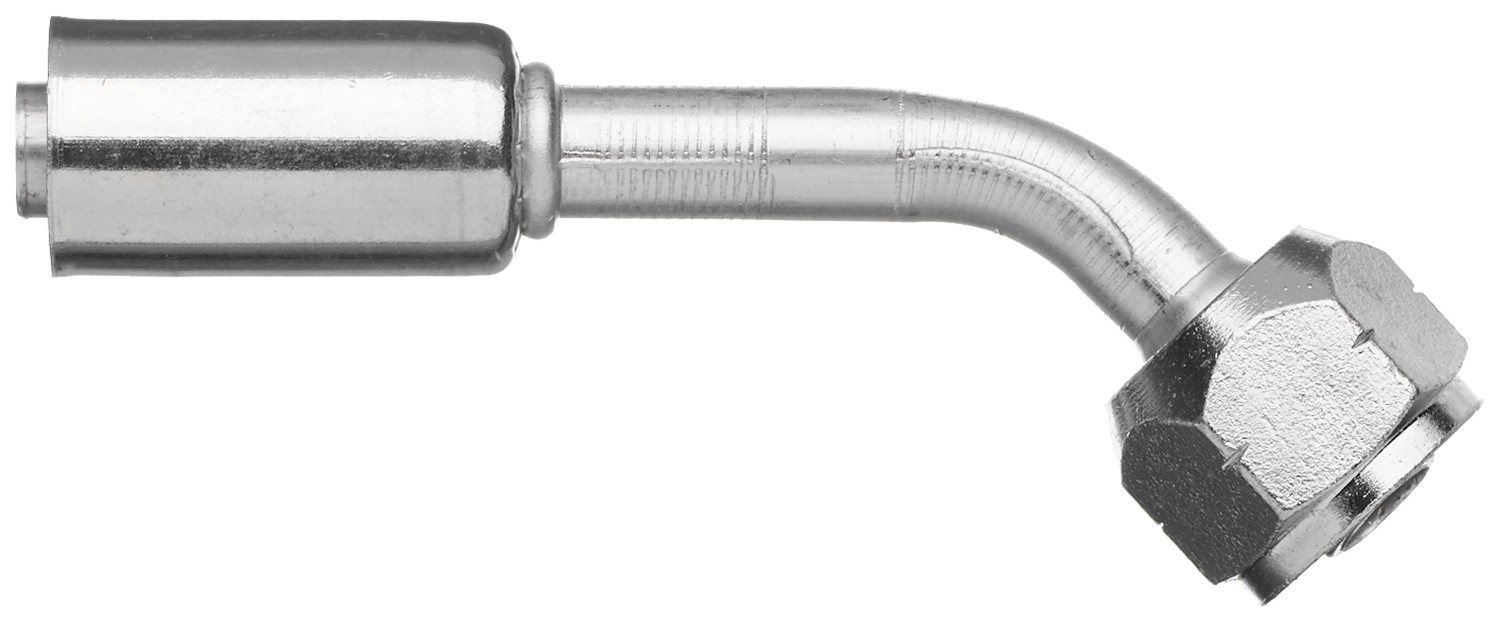 Female SAE Tube O-Ring Metric Nut Swivel-45 Bent Tube-Alum. (PolarSeal II ACB)