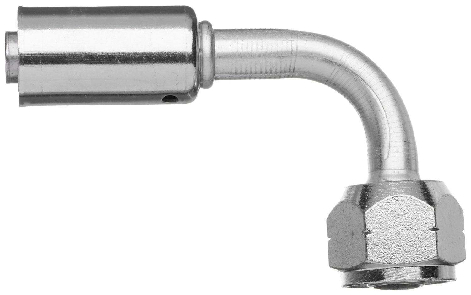 Female SAE Tube O-Ring Metric Nut Swivel-90 Bent Tube-Alum. (PolarSeal II ACB)