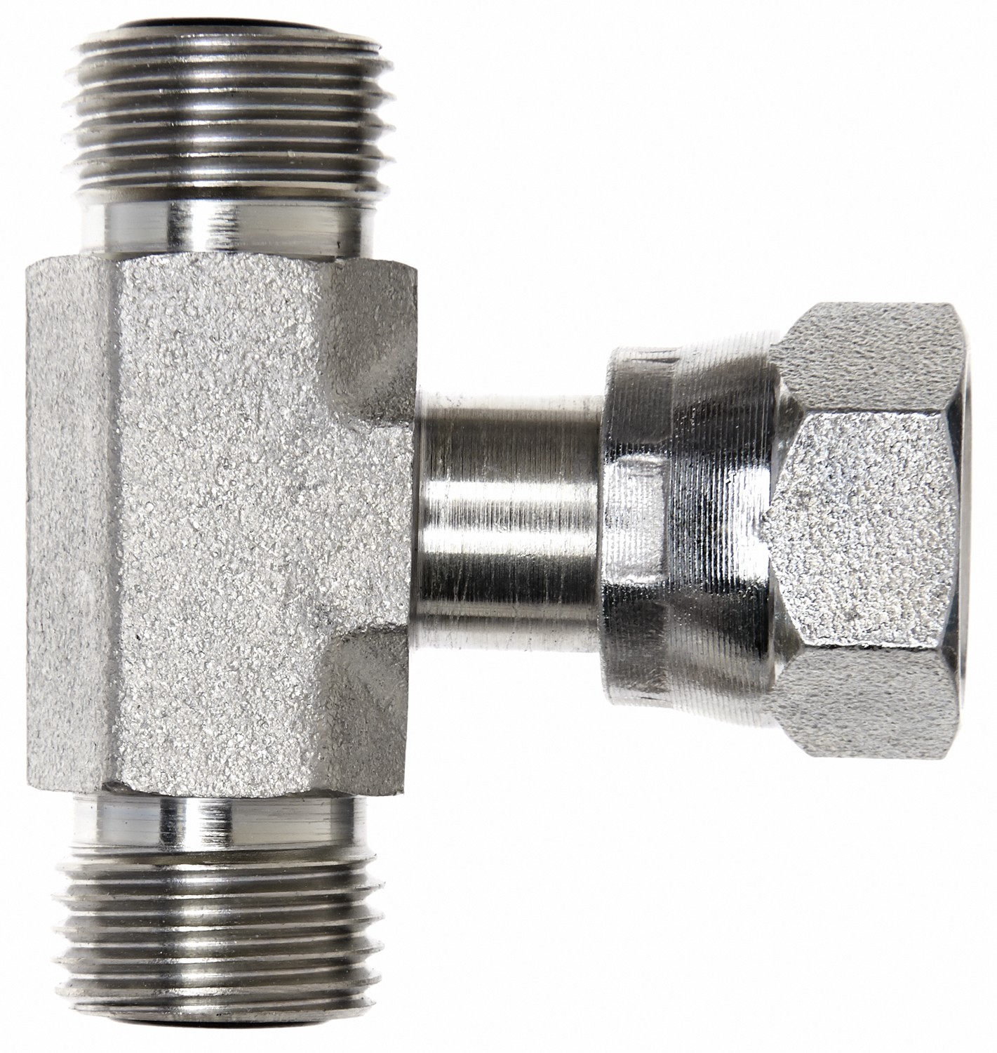 Male Flat-Face O-Ring on Run to Female Flat-Face Swivel - Tee (SAE to SAE)
