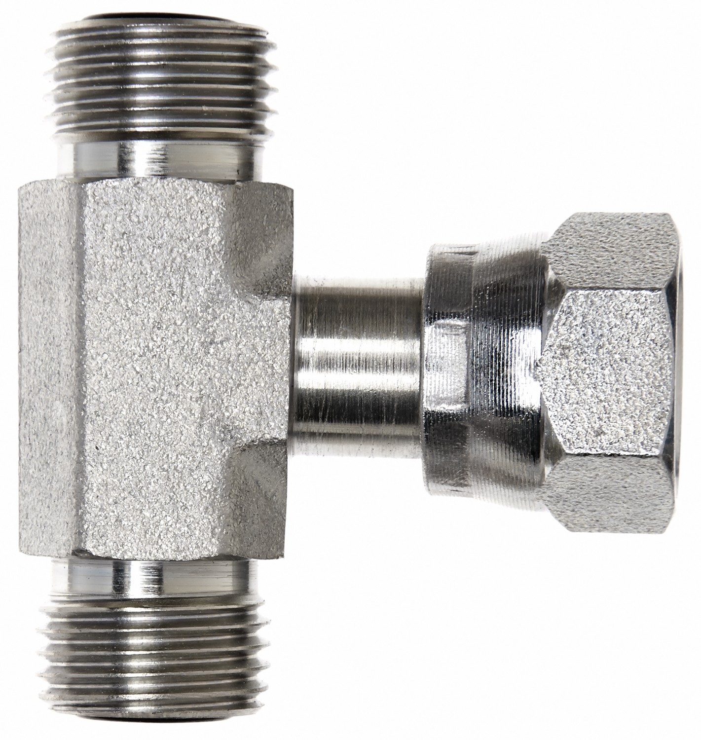Male Flat-Face O-Ring on Run to Female Flat-Face Swivel - Tee (SAE to SAE)