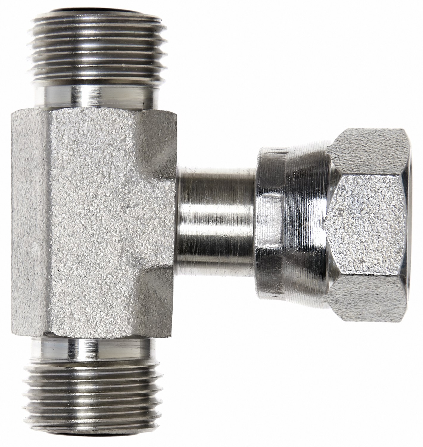 Male Flat-Face O-Ring on Run to Female Flat-Face Swivel - Tee (SAE to SAE)