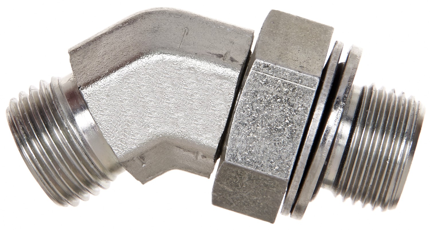 Male British Standard Pipe Parallel with O-Ring to Male Flat-Face O-Ring - 45