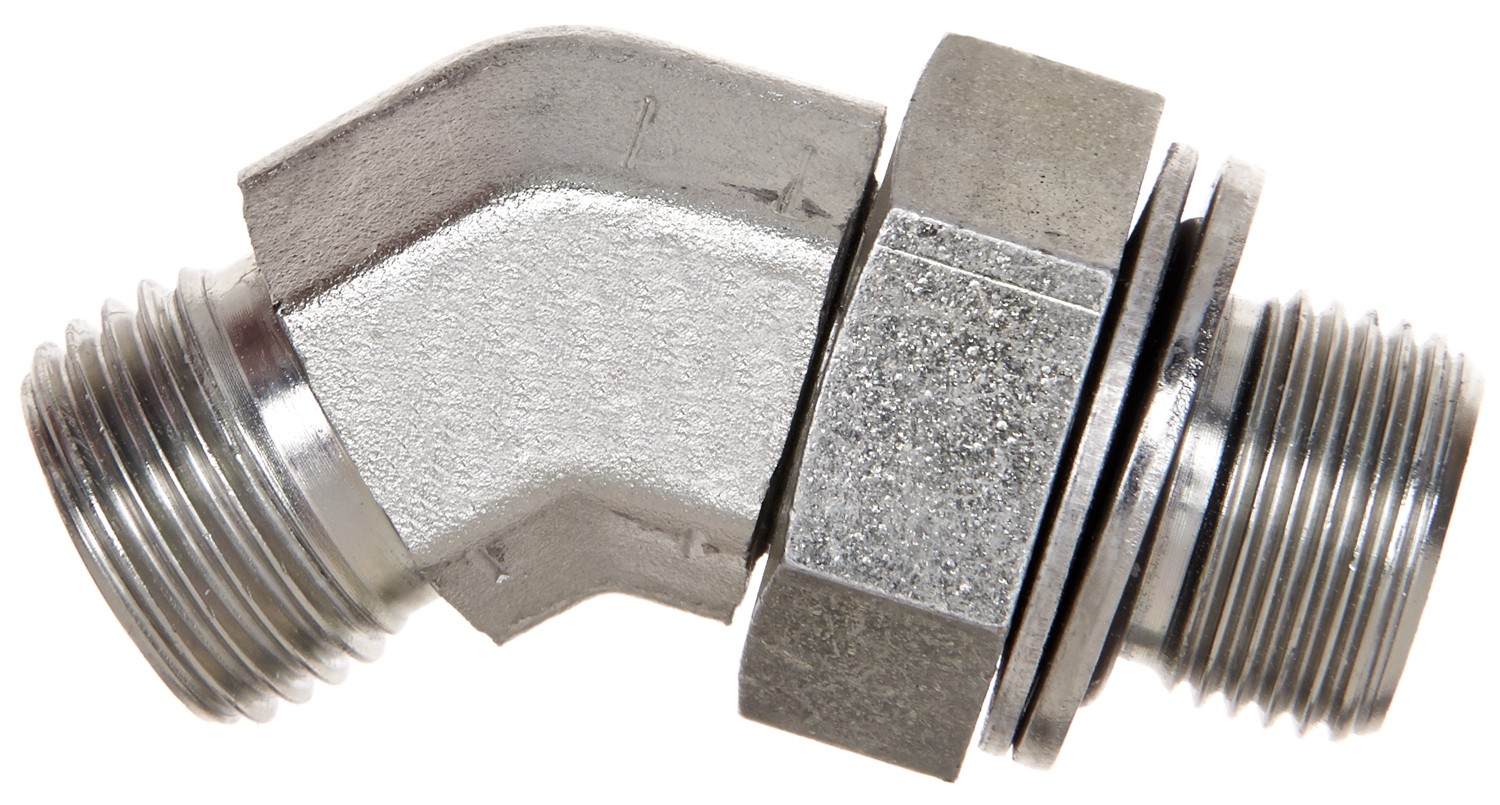 Male British Standard Pipe Parallel with O-Ring to Male Flat-Face O-Ring - 45
