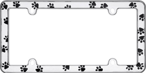 Chrome Paw Prints License Plate Frame