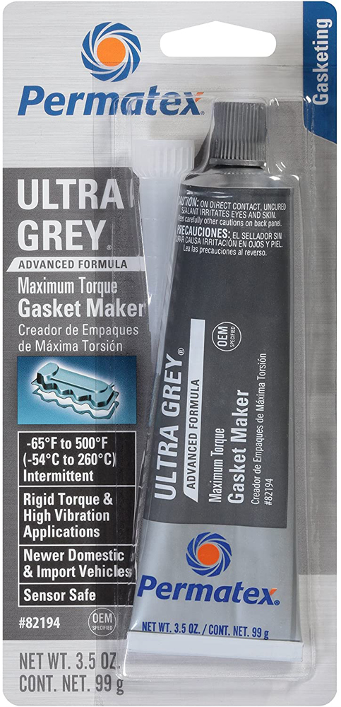 Permatex Ultra Grey Rigid High-Torque RTV Silicone Gasket Maker (3.5 oz)