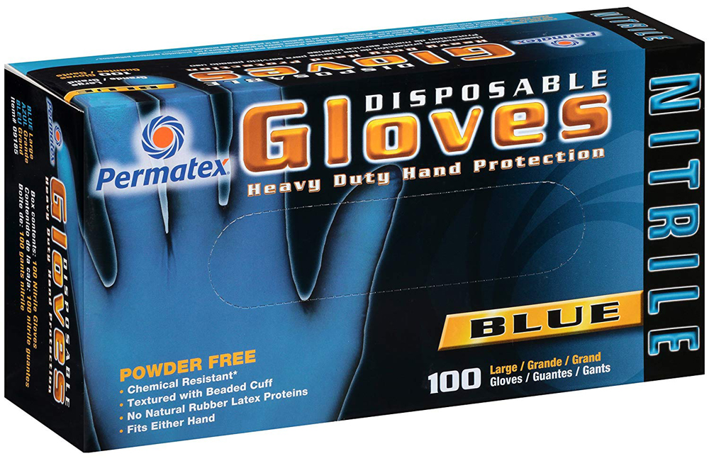 Permatex Disposable Blue Nitrile Gloves Box (100 ct.) - Size:X-Large