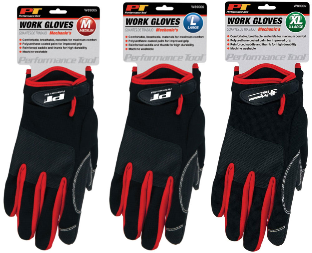 Performance Tool Red Mechanics Work Gloves - Size:Medium