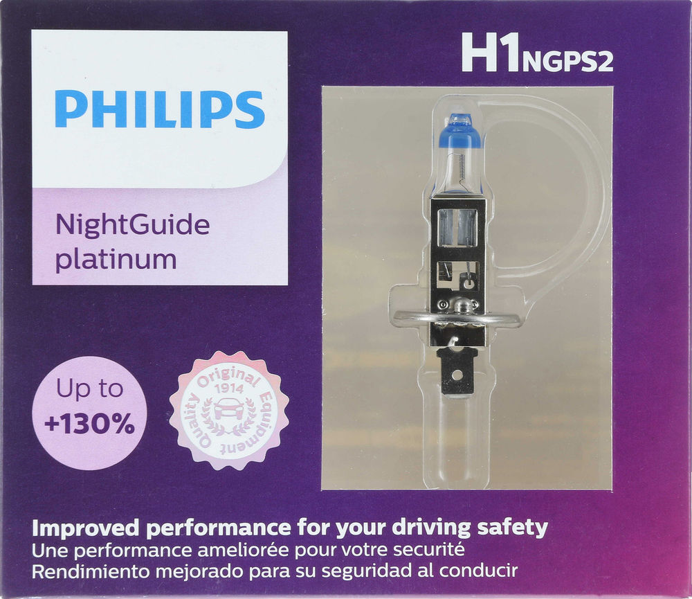 Philips H1 NightGuide Platinum Headlight Bulbs (Pair)