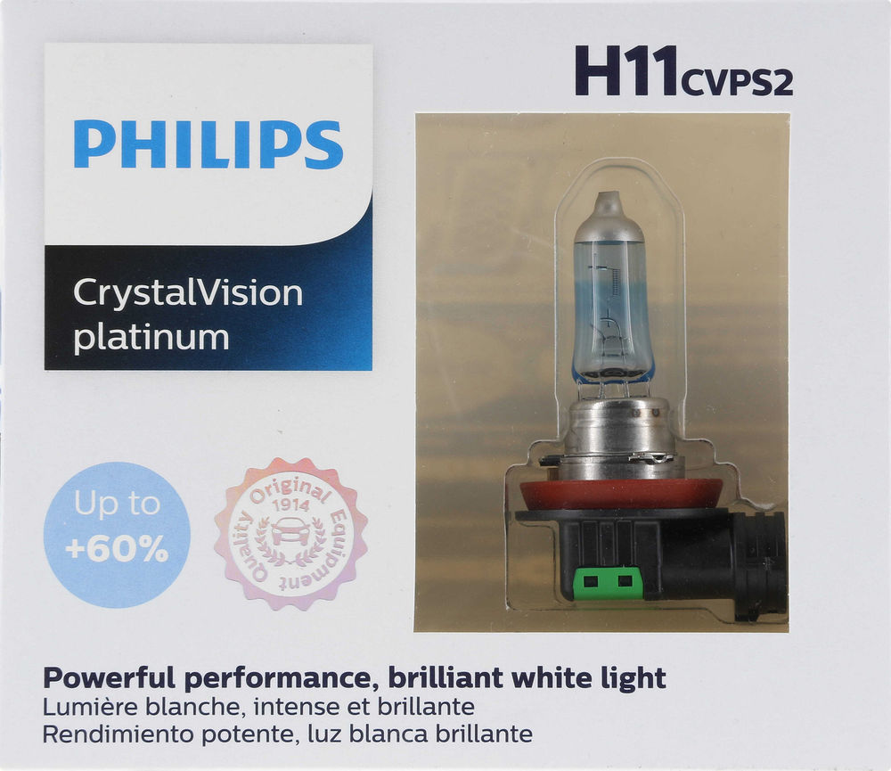 Philips H11 Crystal Vision Platinum Headlight Bulbs (Pair)