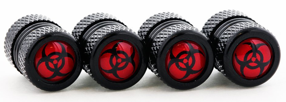 Pilot Bio-Hazard Aluminum Tire Valve Caps - (4 Piece)