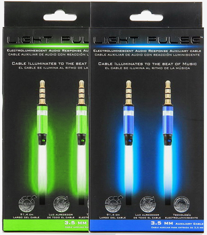 Pilot Audio Response Luminescent Auxiliary Audio Cable (3.5mm) - Colors:Blue