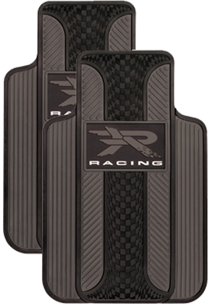 "R" Racing Rubber Floor Mats (Pair) - Color:Red