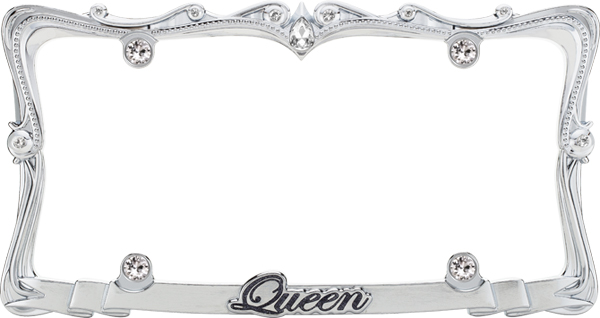 Queen Crystal Chrome License Plate Frame