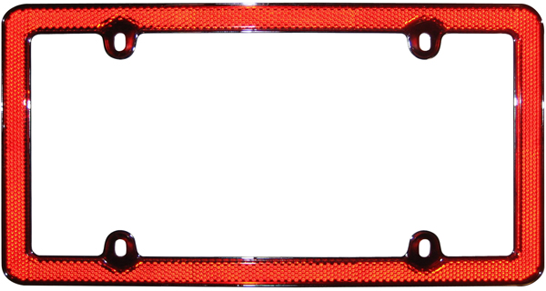 Chrome & Red Reflective License Plate Frame