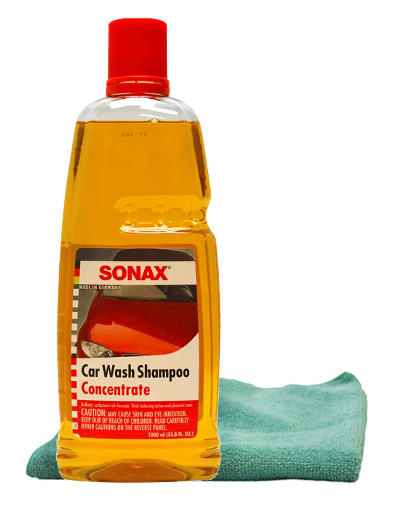 Sonax Car Wash Shampoo Concentrate (33.8 oz) & Microfiber Cloth Kit
