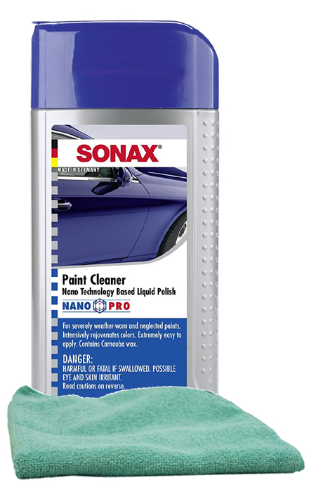 Sonax NanoTechnology Paint Cleaner Liquid Wax (16.9 oz), Microfiber Cloth Kit