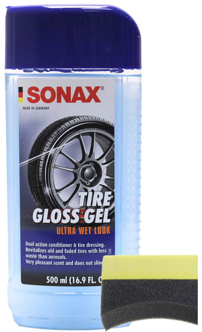 Sonax Revitalizing Tire Gloss Gel (16.9 oz) & Applicator Pad Kit