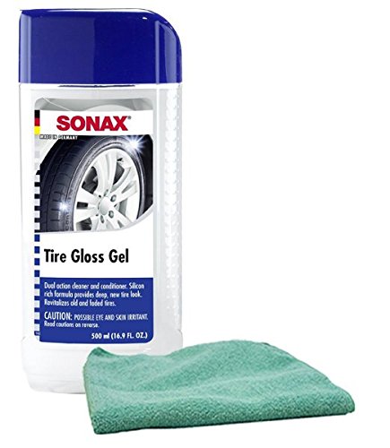 Sonax Revitalizing Tire Gloss Gel (16.9 oz) & Microfiber Cloth Kit