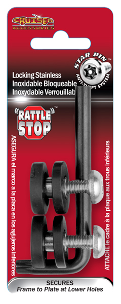 Rattle Stop Stainless Steel Locking License Plate Frame Fastener