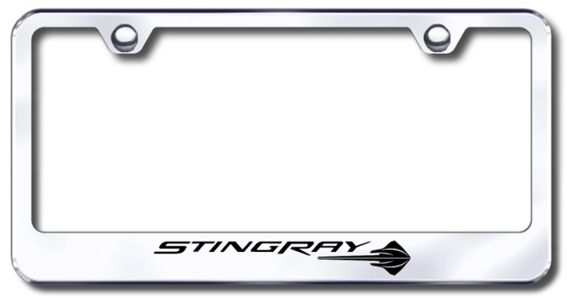Stingray Corvette Laser Etched Stainless Steel License Plate Frame - Finish:Mirror