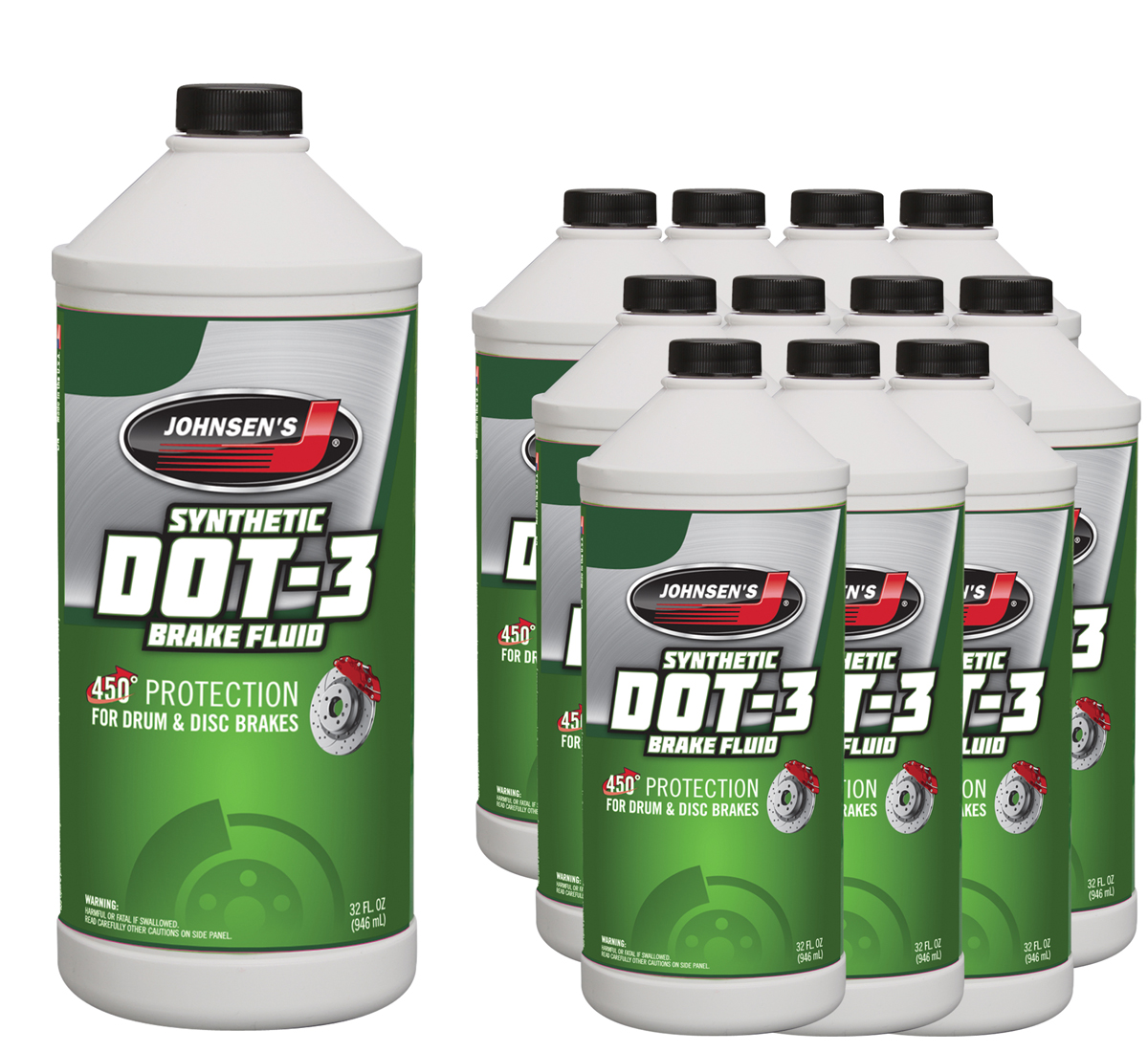 Johnsen's Premium DOT 3 Brake Fluid - 12 Pack (32 oz)