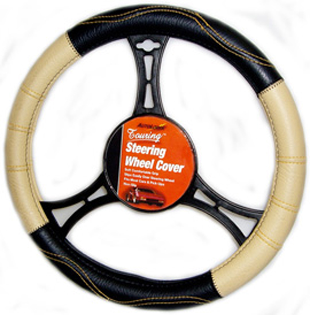 Black/Tan Touring Steering Wheel Cover