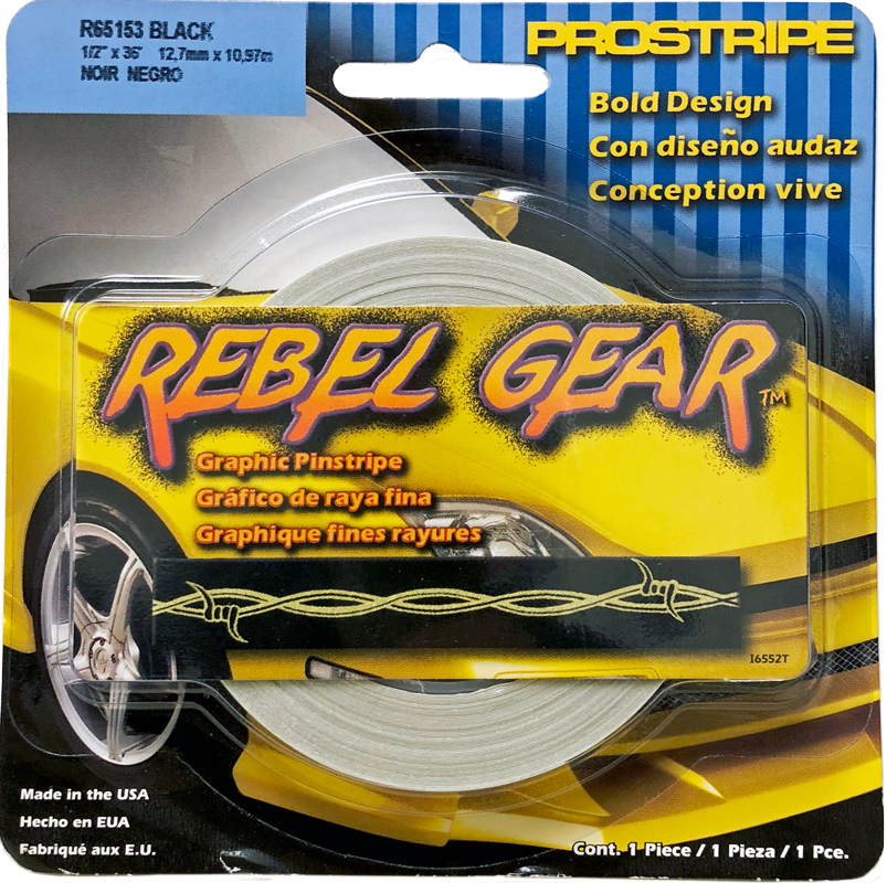 Trimbrite Rebel Gear Black Barbwire Pinstripe (1/2" x 36ft)