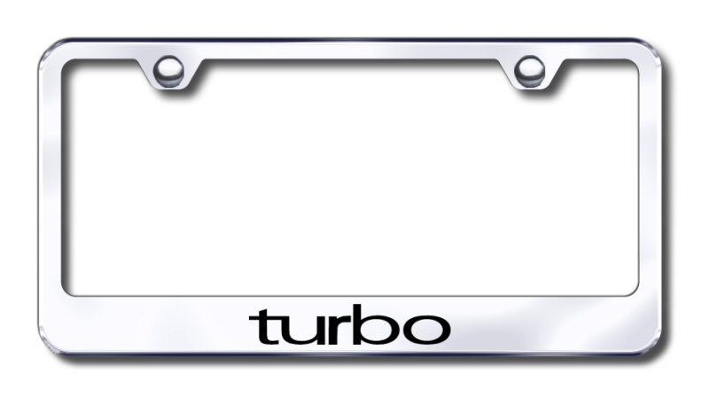 Turbo Logo Laser Etched Stainless Steel License Plate Frame - Finish:Brush
