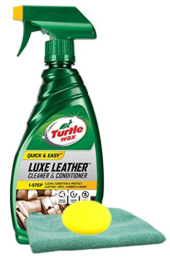 Turtle Wax Leather Cleaner & Conditioner (16 oz), Microfiber Cloth & Foam Pad Kit