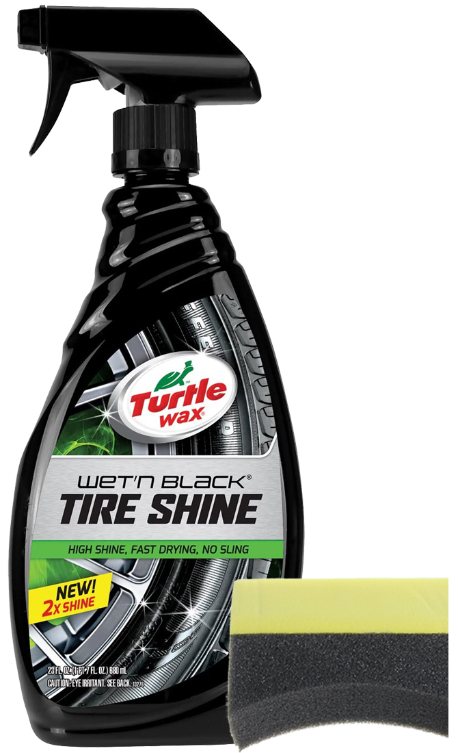 Turtle Wax Wet n' Black Tire Shine (23 oz) & Applicator Pad Kit