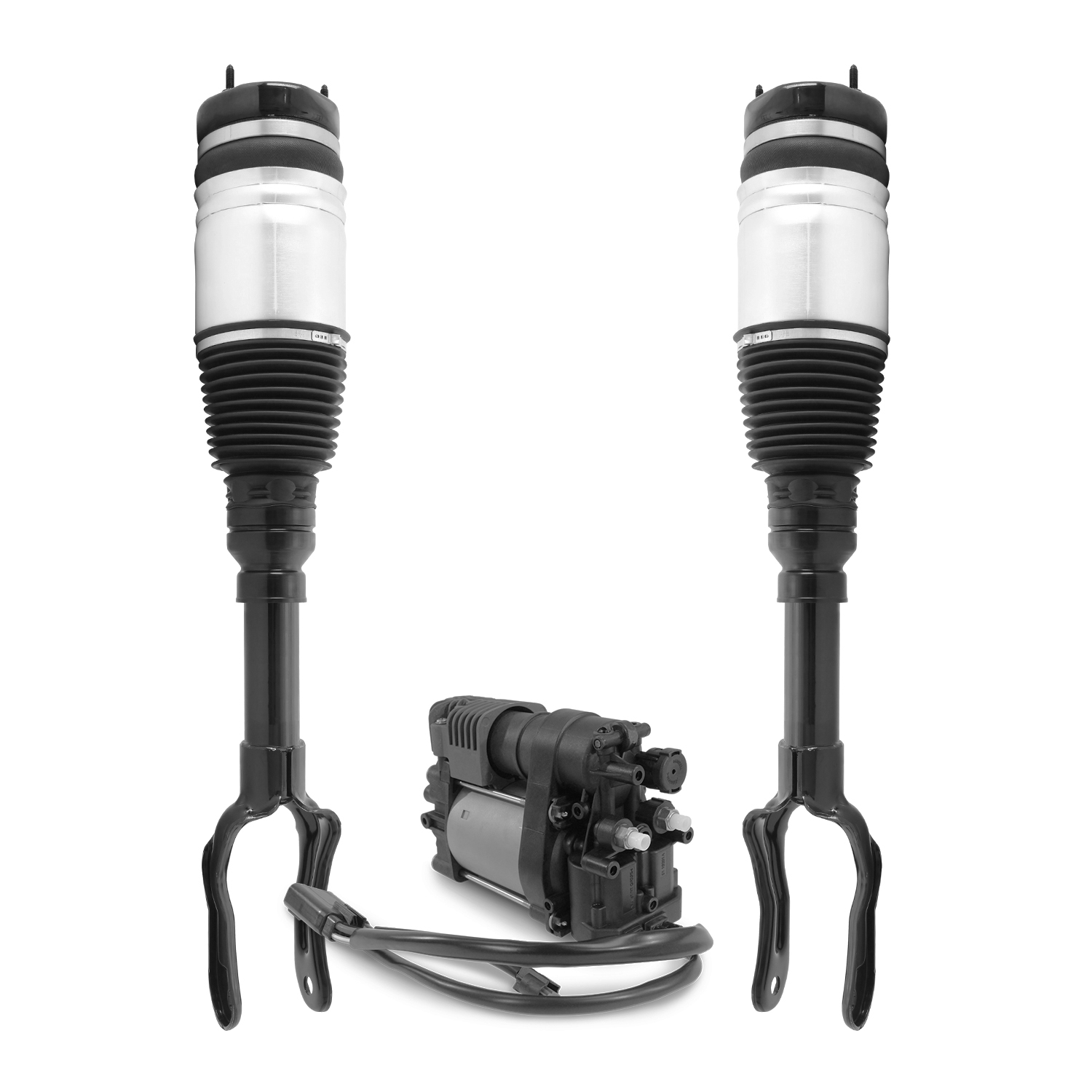 Unity Automotive Front Air Strut Assemblies, (1) Air Suspension Compressor - 2-18-117701-20-017700