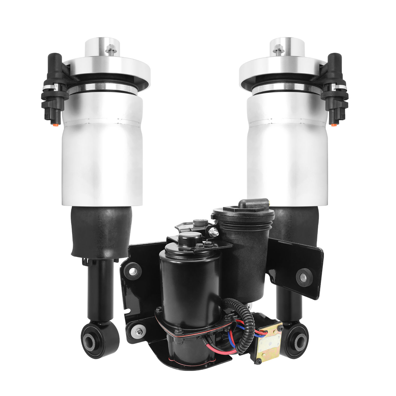 Unity Automotive Rear Non-Electronic Air Strut Assemblies, (1) Full Air Suspension Compressor with Cage - 2-18-561001-C
