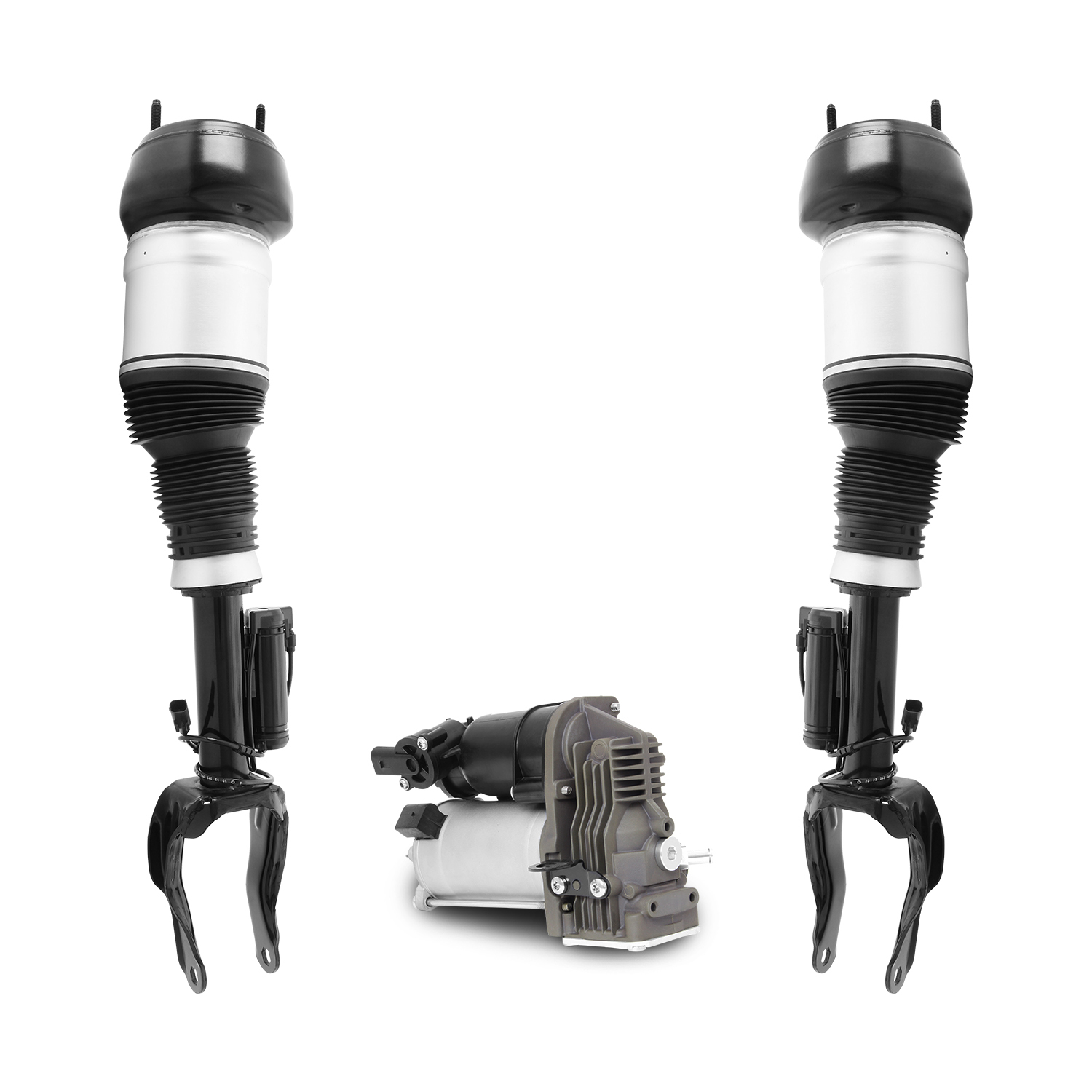 Unity Automotive Front Electronic Air Strut Assemblies, (1) Air Suspension Compressor - 2-28-117001-C