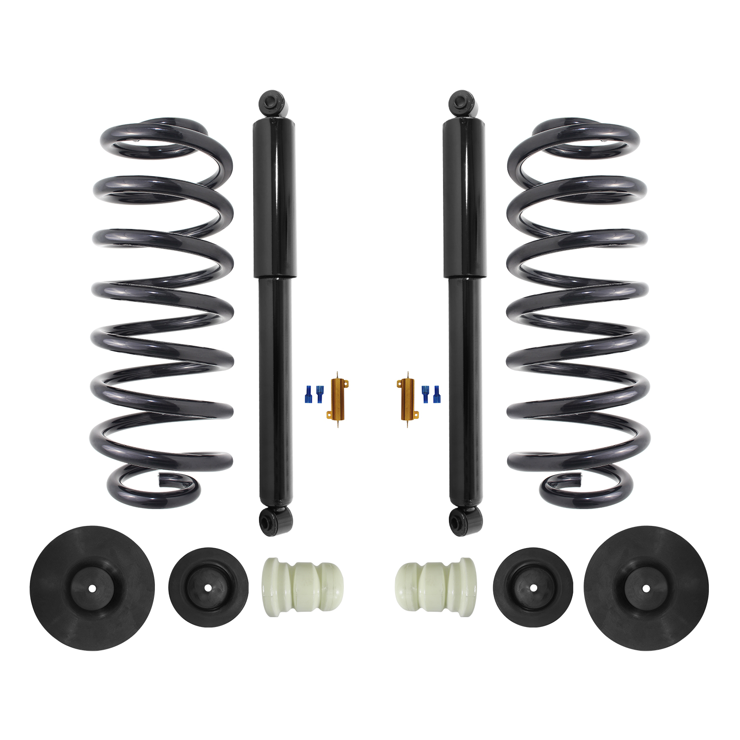 Unity Automotive Rear Coil Springs with Mounting Hardware (2) Rear Gas Shock Absorbers (2) Resistors - 30-515000-ESV-KIT