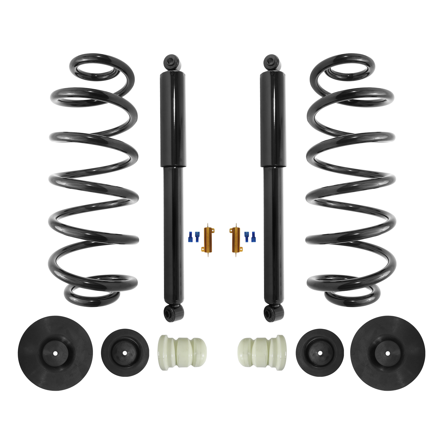 Unity Automotive Rear Coil Springs with Mounting Hardware (2) Rear Gas Shock Absorbers (2) Resistors - 30-515000-KIT