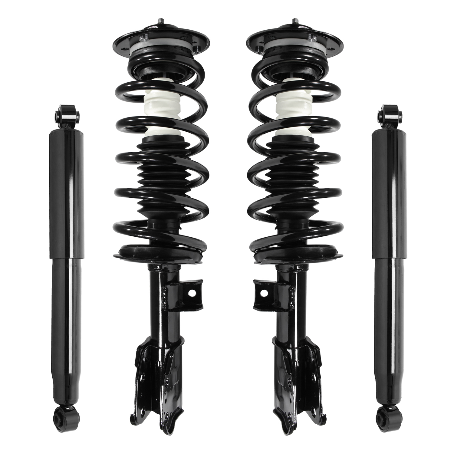 Unity Automotive Front Complete Strut Assemblies, (2) Rear Shock Absorbers - 4-11011-251140-001