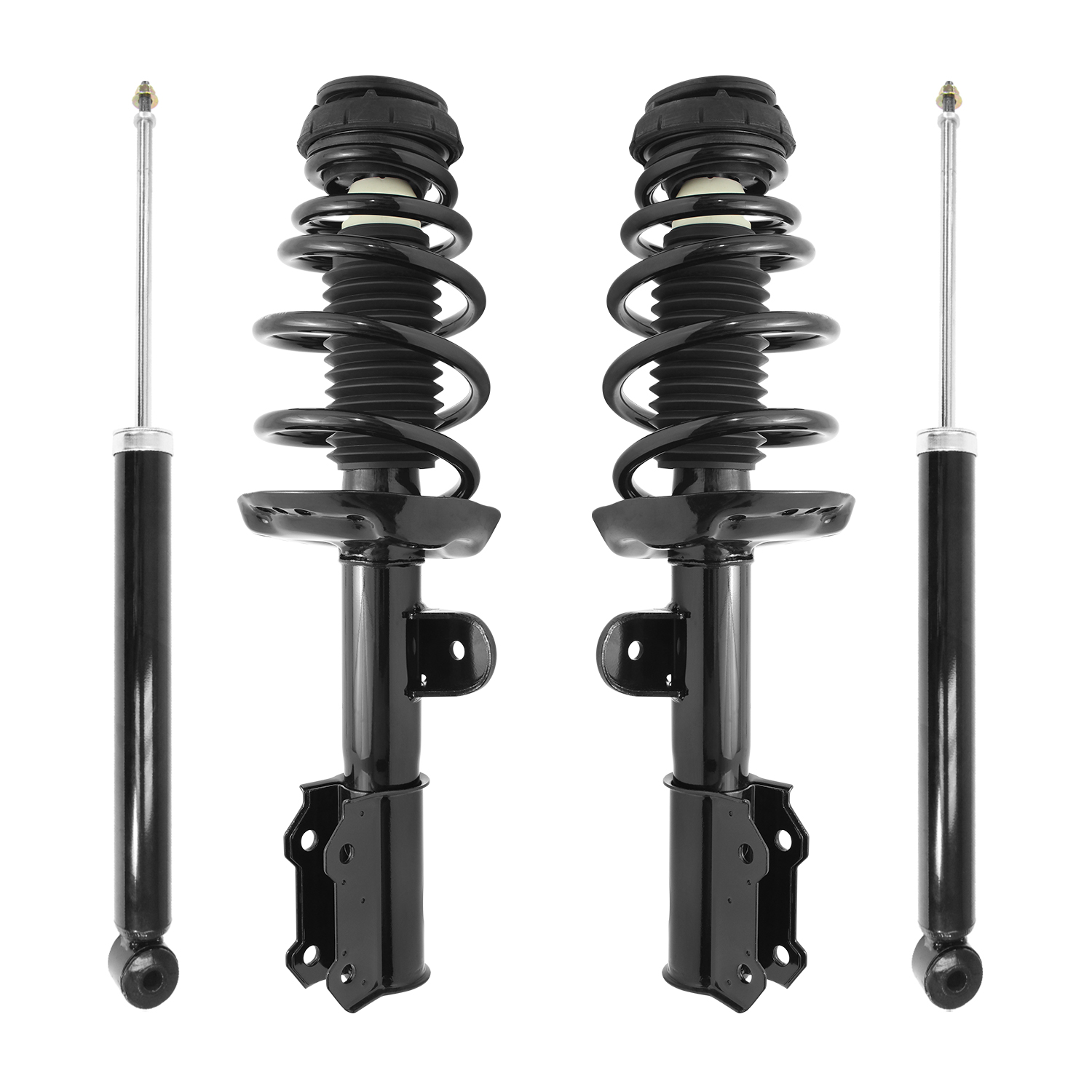 Unity Automotive Front Complete Strut Assemblies, (2) Rear Shock Absorbers - 4-11053-251180-001