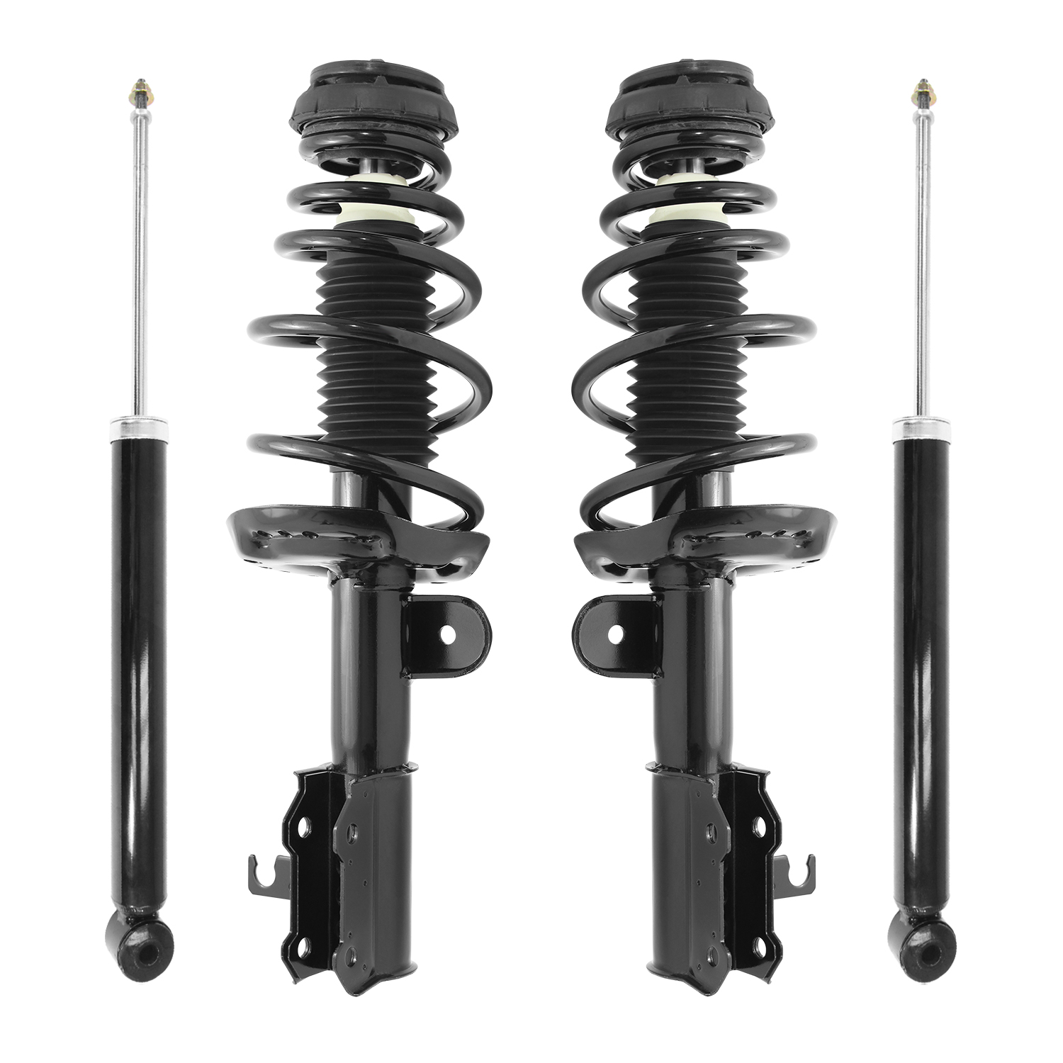 Unity Automotive Front Complete Strut Assemblies, (2) Rear Shock Absorbers - 4-11057-251180-001