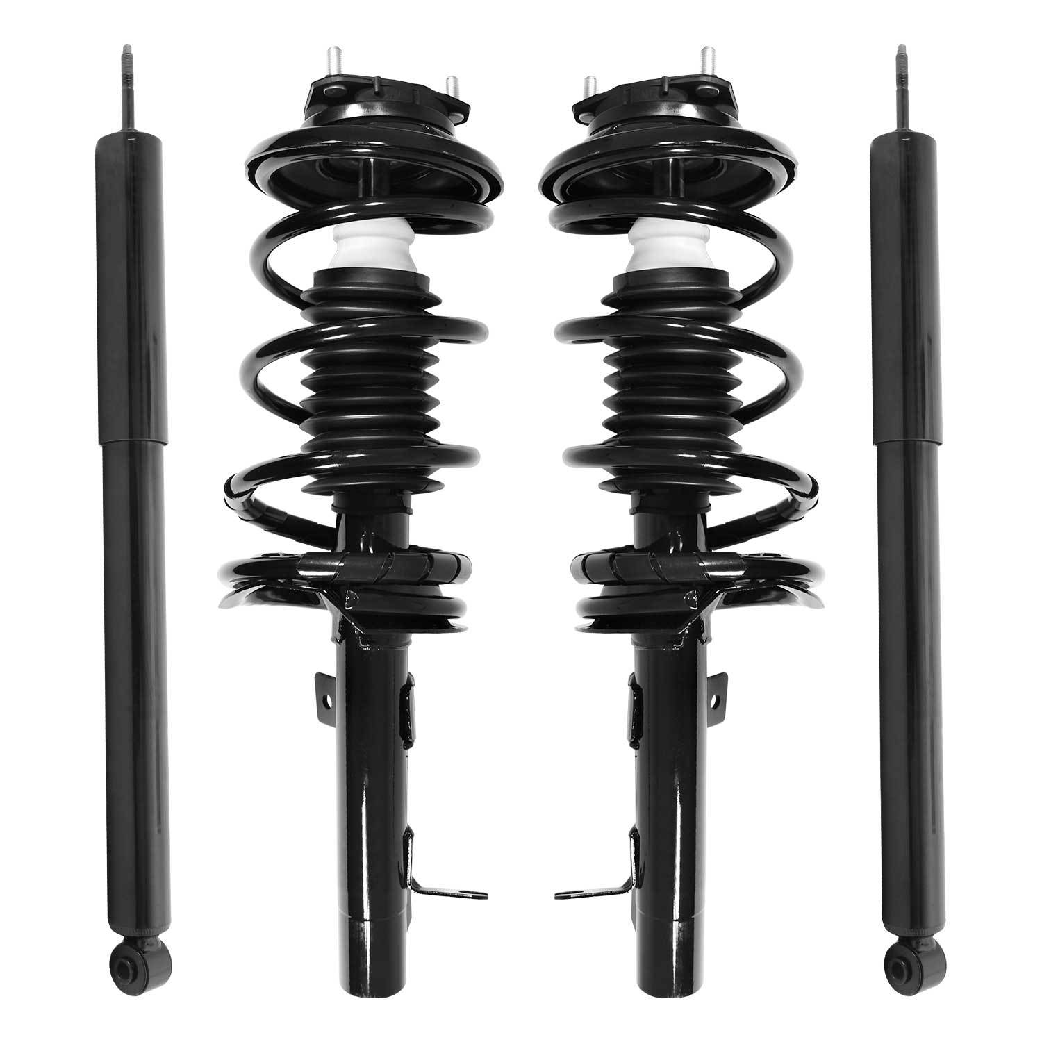 Unity Automotive Front Complete Strut Assemblies, (2) Rear Shock Absorbers - 4-11061-252030-001