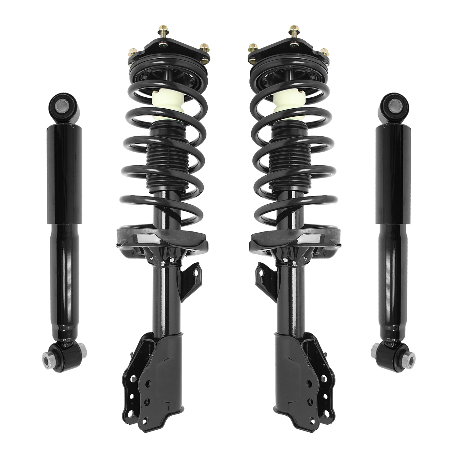 Unity Automotive Front Complete Strut Assemblies, (2) Rear Shock Absorbers - 4-11065-259090-001