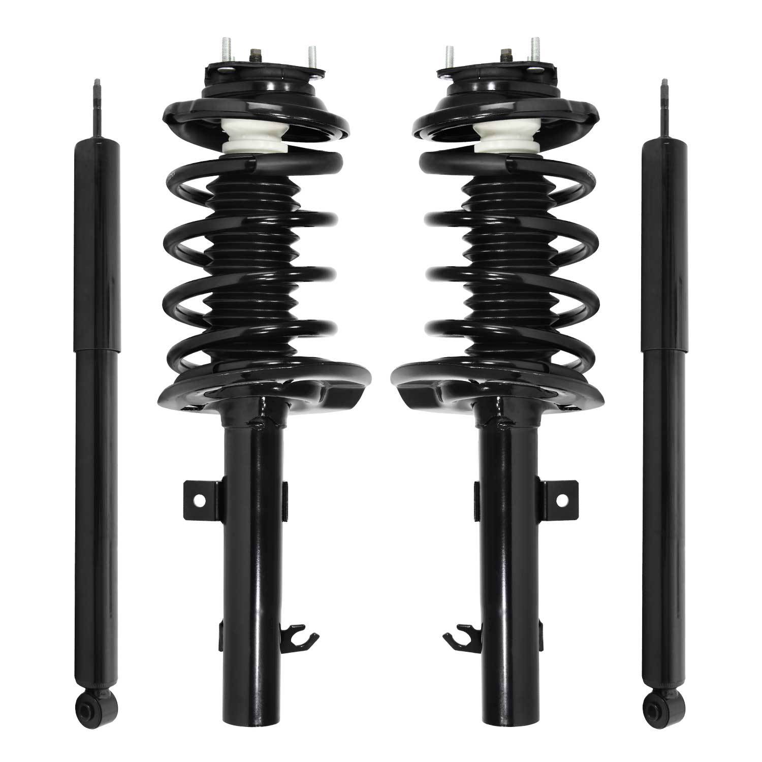 Unity Automotive Front Complete Strut Assemblies, (2) Rear Shock Absorbers - 4-11083-252030-001