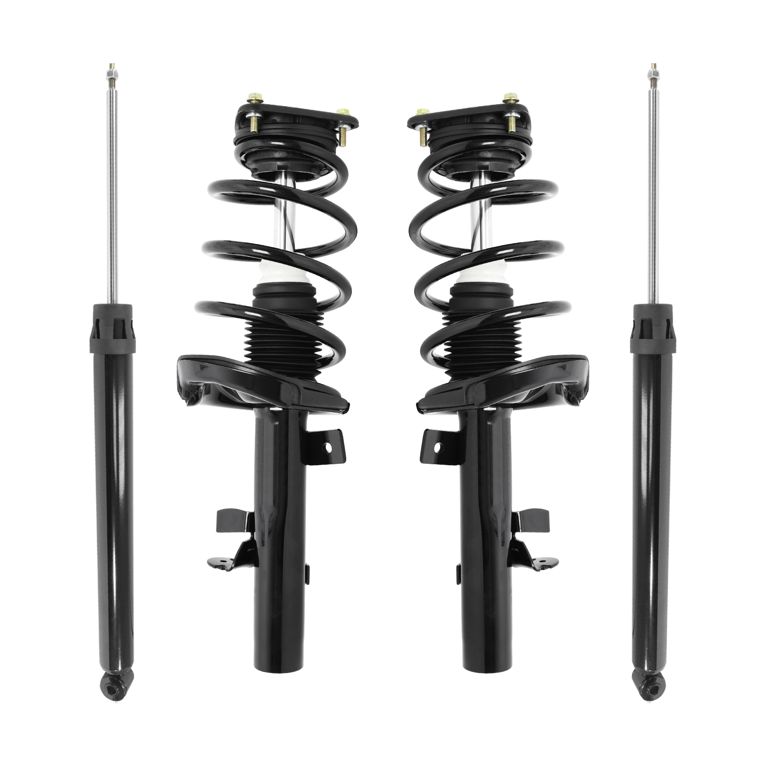 Unity Automotive Front Complete Strut Assemblies, (2) Rear Shock Absorbers - 4-11085-252150-001