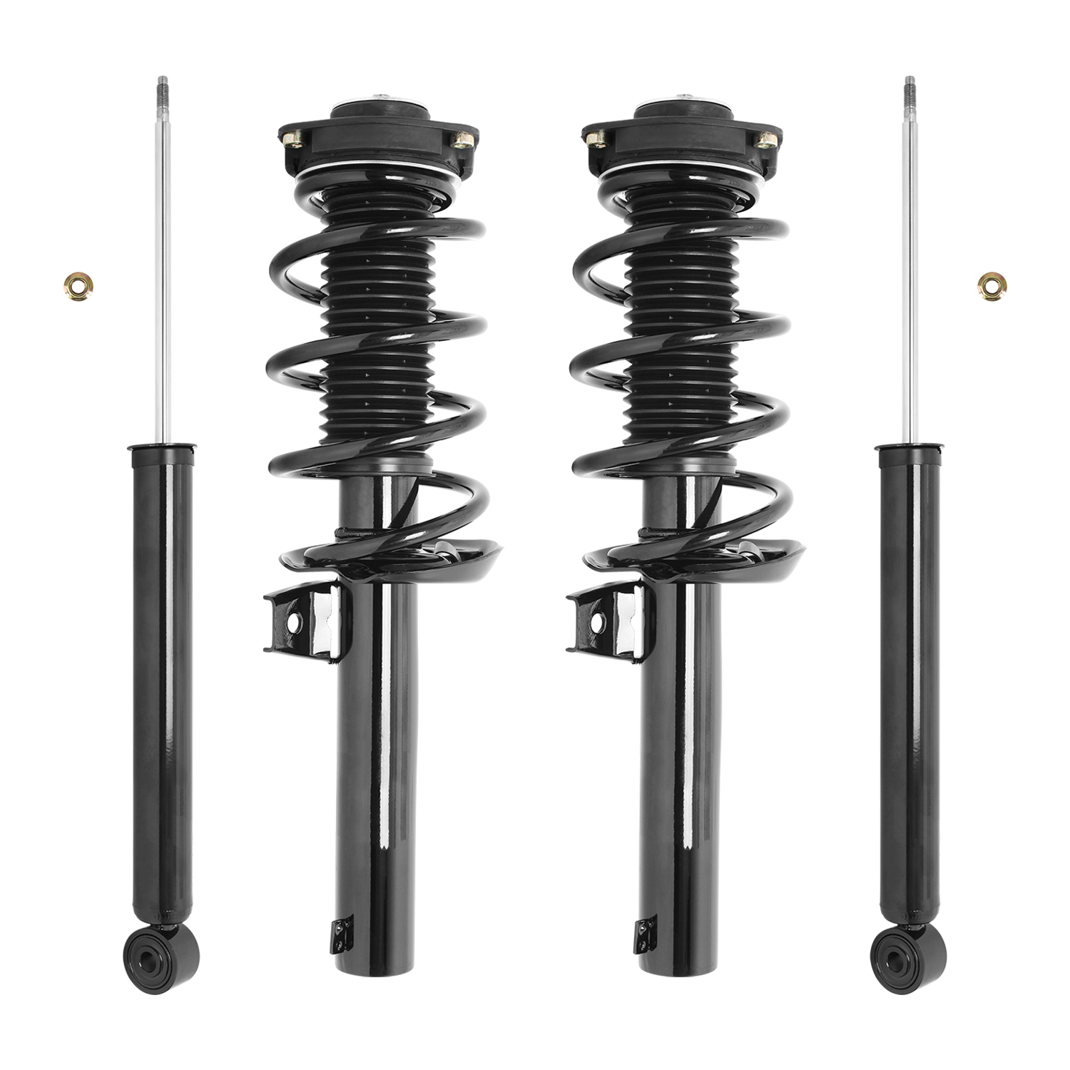 Unity Automotive Front Complete Strut Assemblies, (2) Rear Shock Absorbers - 4-11090-257070-001