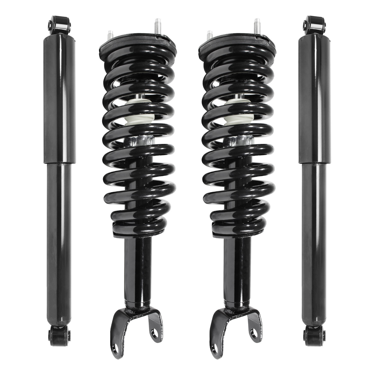 Unity Automotive Front Complete Strut Assemblies, (2) Rear Shock Absorbers - 4-11096-256400-001