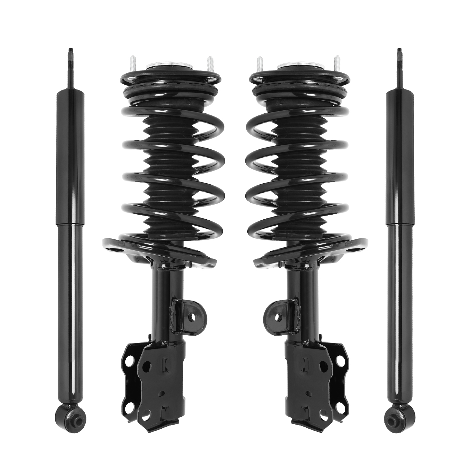 Unity Automotive Front Complete Strut Assemblies, (2) Rear Shock Absorbers - 4-11106-254110-001